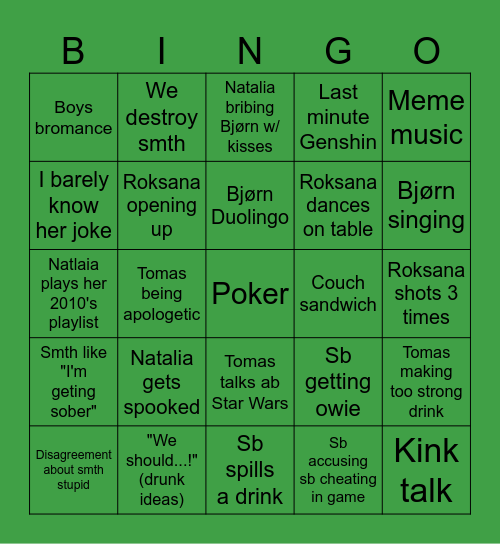 Party Bingo Card