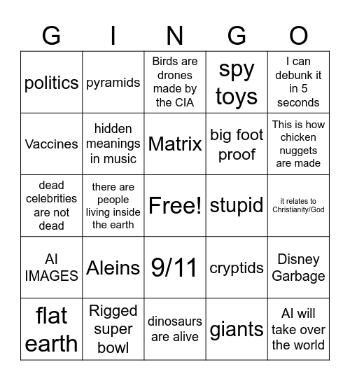 Goofy ahh theory bingo on youtube Bingo Card