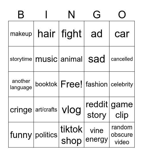 Untitled Bingo Card