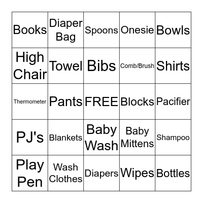 BABY C BINGO Card
