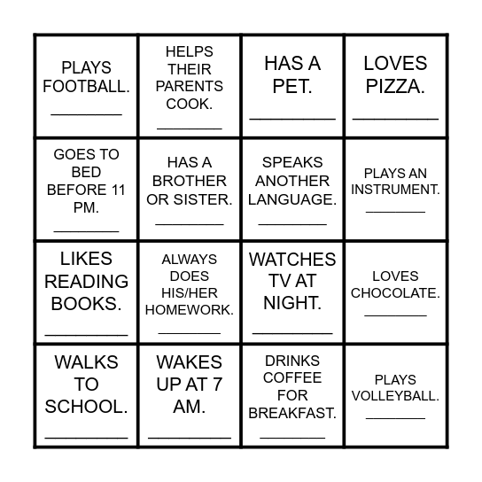 FIND SOMEONE WHO... Bingo Card
