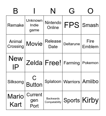 Switch 2 Direct Bingo Card