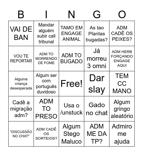 BINGO DA STAFF Bingo Card