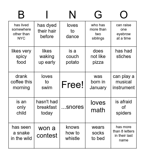 Find Someone Who... Bingo Card