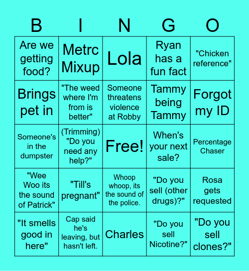 KFC Bingo Card