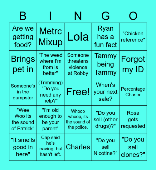 KFC Bingo Card