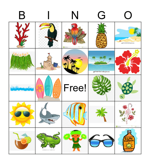Tropical Bingo Card
