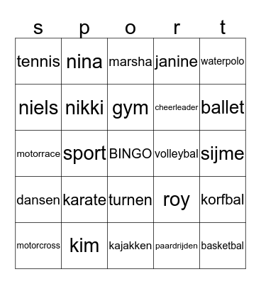 sporten Bingo Card