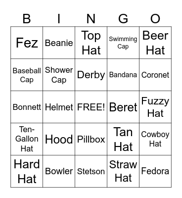 HATS Bingo Card