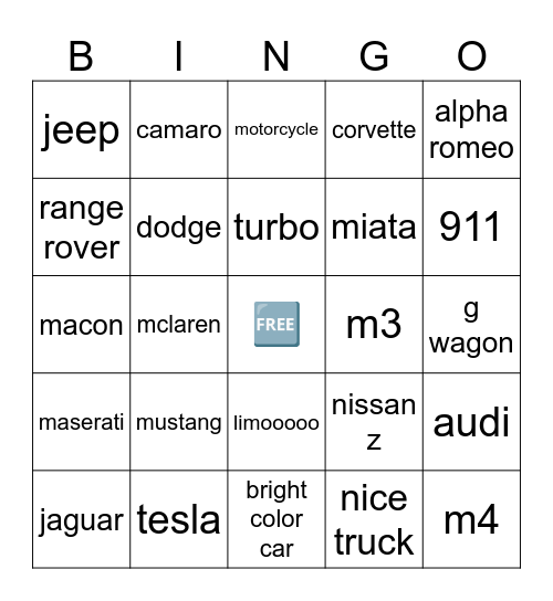 happy car bingo Card