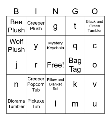 Minecraft Promo Bingo Card