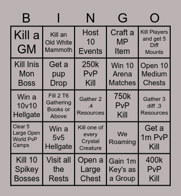 We Roaming Bingo Card