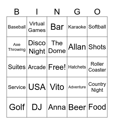 The Dome Bingo Card