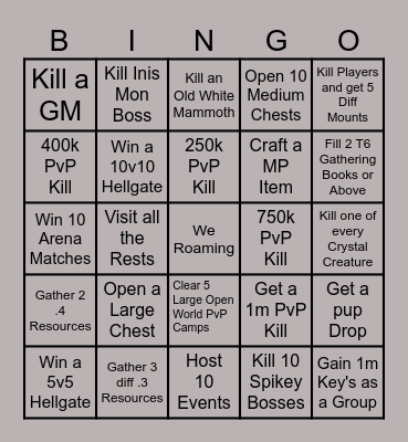 We Roaming Bingo Card