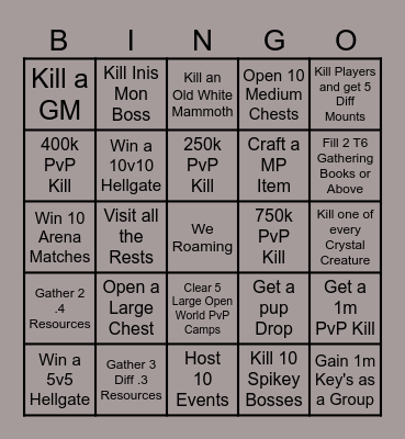 We Roaming Bingo Card