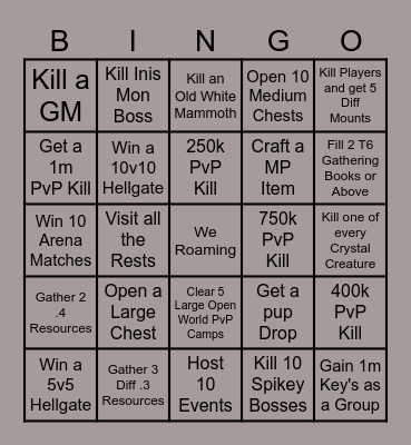 We Roaming Bingo Card