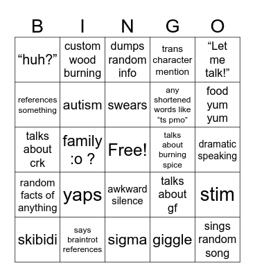 Friend Bingo Card
