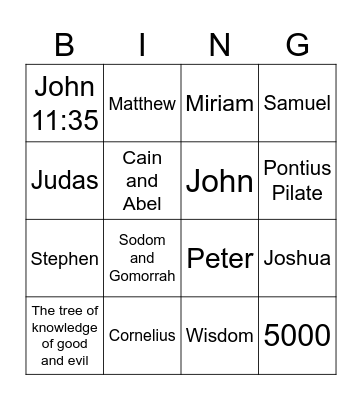 Bible Bingo Card
