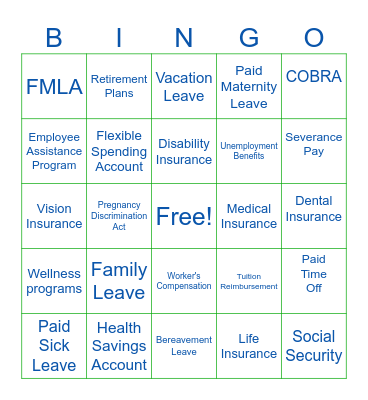 Providing Employee Benefits Bingo Card
