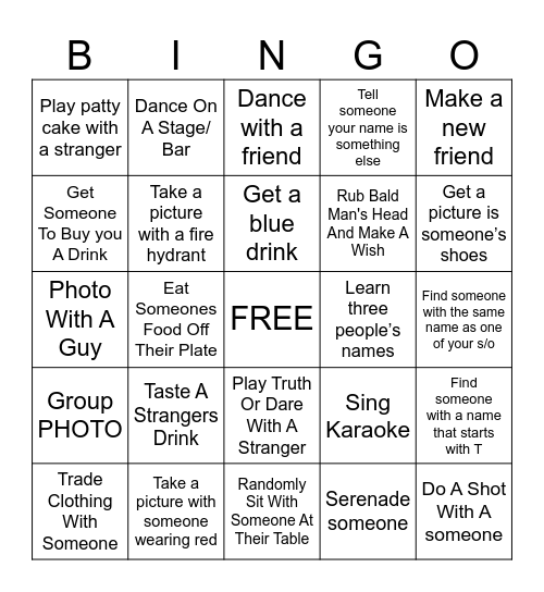 Girls Night Out ! <3 Bingo Card