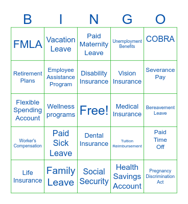 Providing Employee Benefits Bingo Card