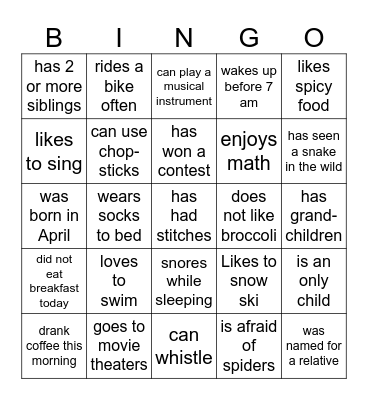 FIND SOMEONE WHO... Bingo Card