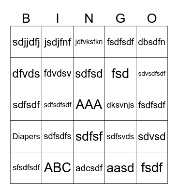 Baby Bingo Card