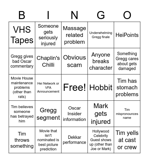 2025 On Cinema Bingo Card