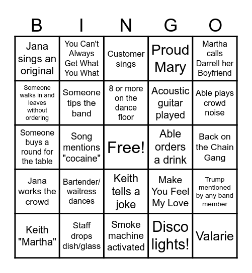 Jane Gang BINGO Card