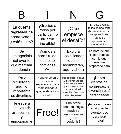Adivina la palabra Bingo Card
