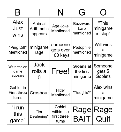 PUMMEL BINGO Card