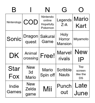 Switch 2 Direct Bingo Card