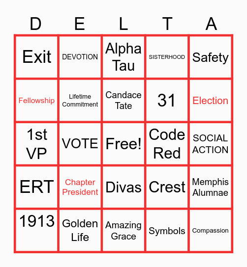 DELTA SIGMA THETA Bingo Card