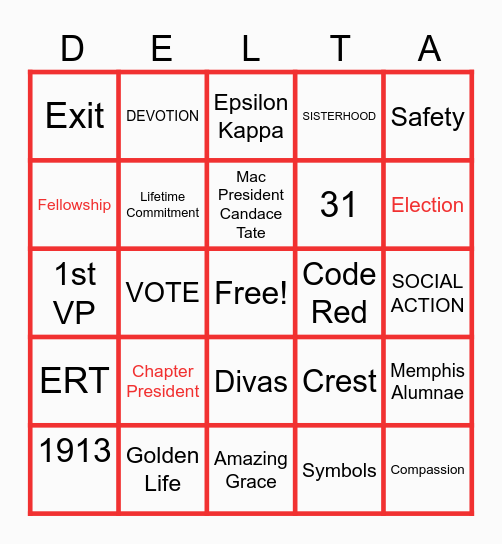 DELTA SIGMA THETA Bingo Card