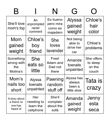 Aba Trip Bingo Card