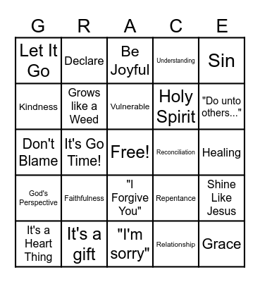 Forgiveness Bingo Card