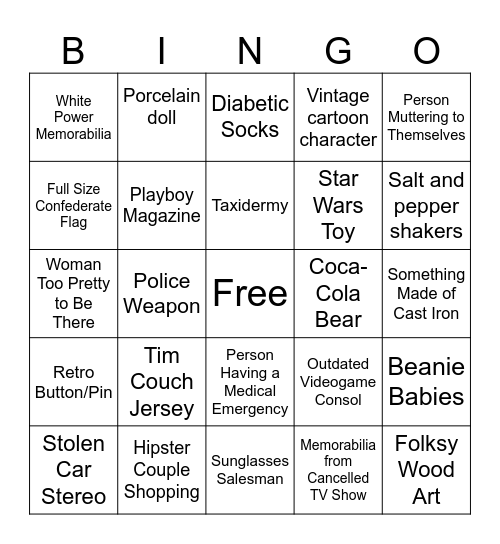 Flea Market Bingo Card