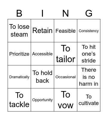 Tackling challeges Bingo Card