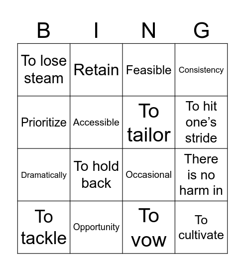 Tackling challeges Bingo Card