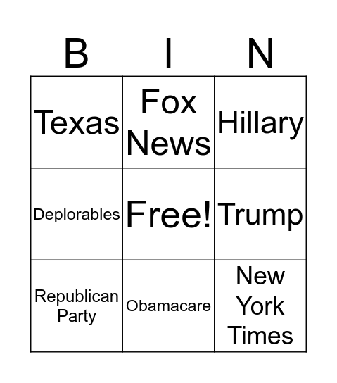 Liberal Bingo Card