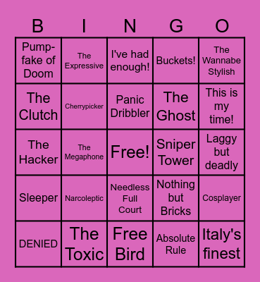 Basketball Zero Bingo Card