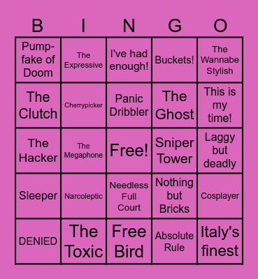 Basketball Zero Bingo Card
