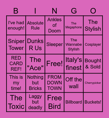 Basketball Zero Bingo Card