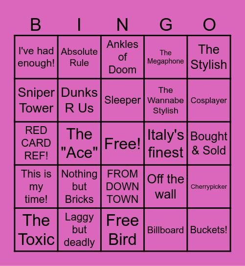 Basketball Zero Bingo Card