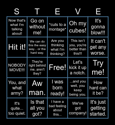 Minecraft Moive Bingo Card