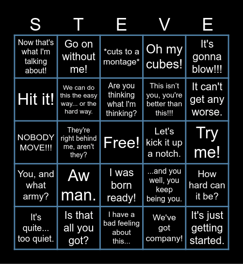 Minecraft Moive Bingo Card