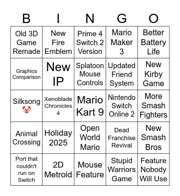 Switch 2 Direct Bingo Card