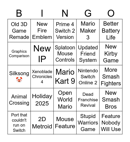Switch 2 Direct Bingo Card