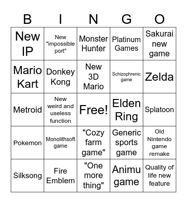 Switch 2 Direct Bingo Card