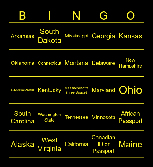 Comedy Studio ID Bingo Card